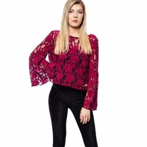 NWOT Cupcakes & Cashmere Florent Lace Blouse Med